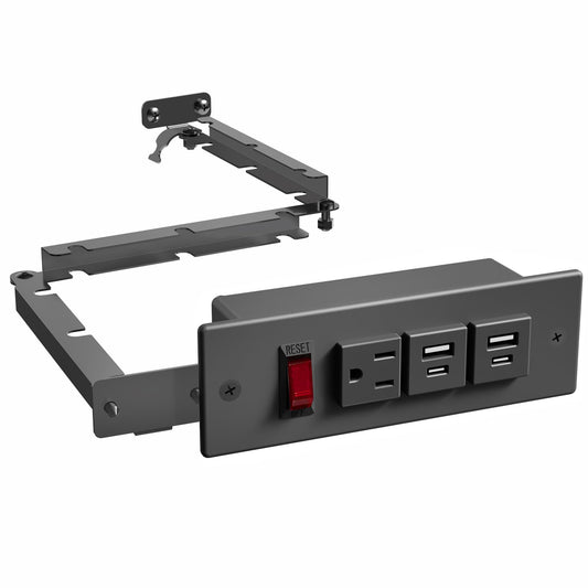 Life Finds Compact in-Drawer Charging Station Power Strip with 2 USB-A, 2 USB-C, AC Outlet, Black, LF-DOC1