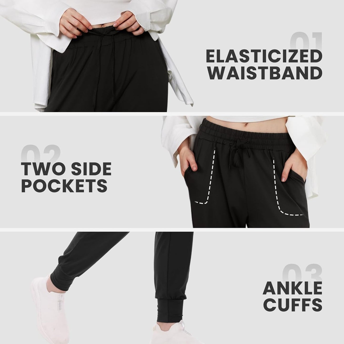TNNZEET Women's Joggers - High Waisted Lightweight Sweatpants with Pockets | Tapered Leg Design