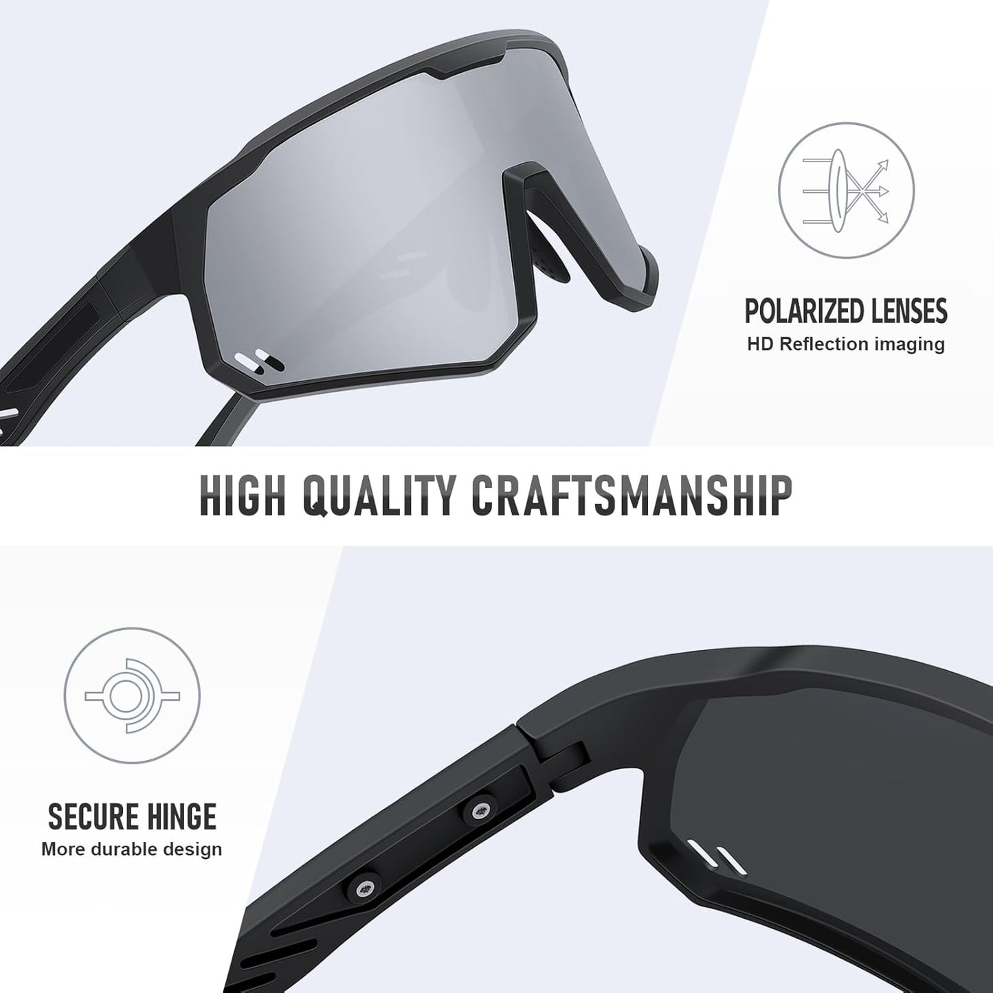 Polarized Sports Sunglasses - UV400 Protection for Men & Women | Wrap-Around Design for Cycling & Running