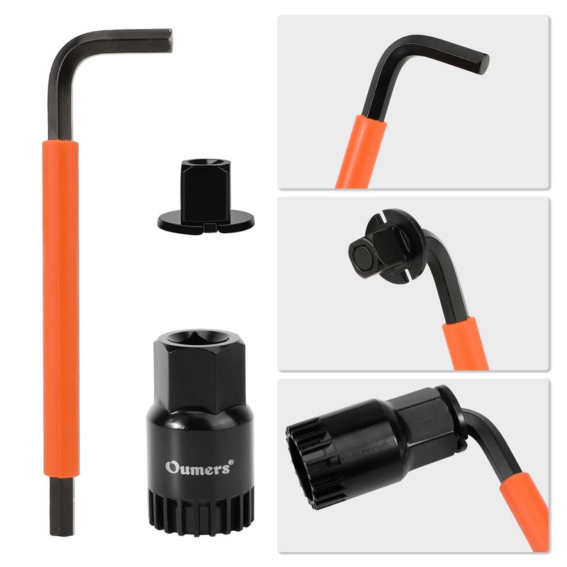 Oumers Bike Crank Puller Tool Set, Bike Crank Extractor + Bicycle Bottom Bracket Remover + 16mm Spanner Wrench + Hexagonal Wrench for Removing