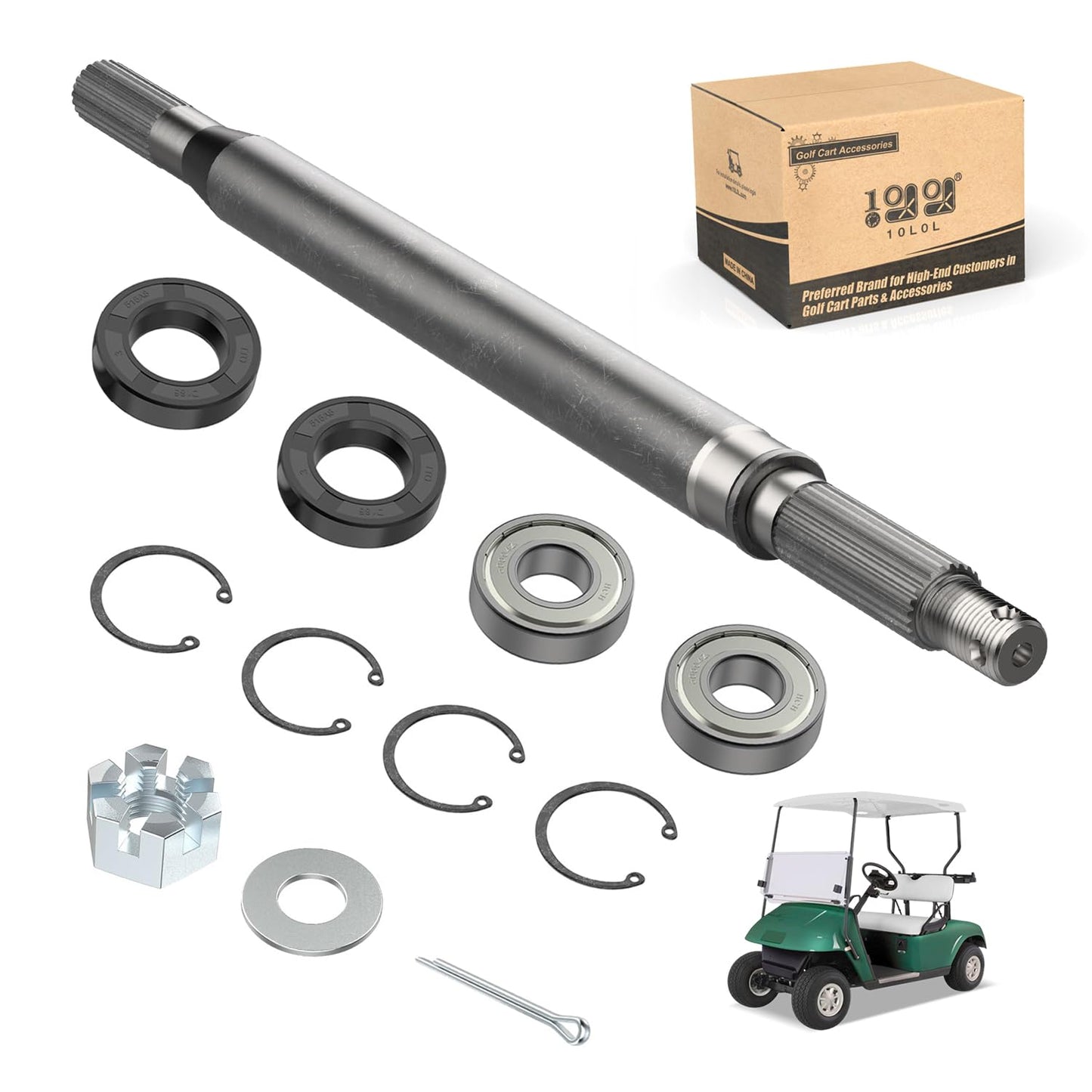 10L0L Passenger Side Golf Cart Rear Wheel Axle Shaft Fits EZGO TXT Electric 1994-Up,Replaces OEM #20377G12