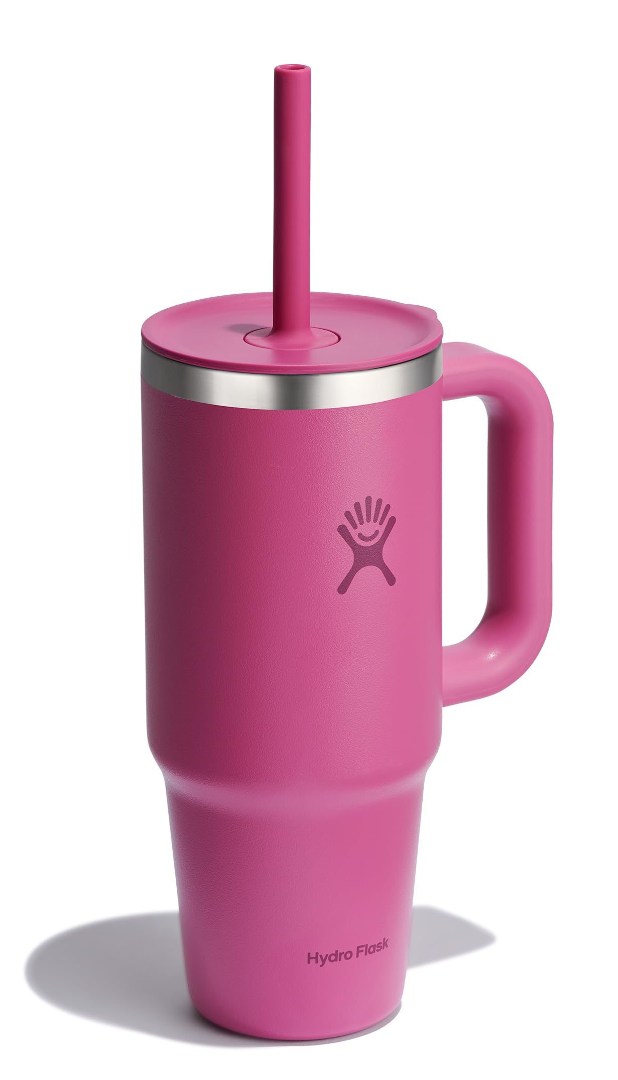 Hydro Flask 24 Oz Travel Tumbler with Handle, Lid and Straw - Insulated Stainless Steel in 24 Oz Reef Pink