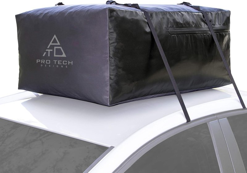 Voyager 10 Cubic Feet Waterproof Rooftop Cargo Roof Bag, No Roof Rack Needed UV-Protected PVC Semi-Coated Mesh, Welded Seams, Water Seal Zipper 36" L x 30" W x 16" H