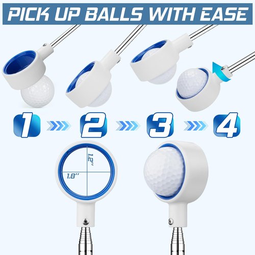 prowithlin Golf Ball Retriever Telescopic, Non-Rust Golfing Tool with a Rubber Loop to Pick up Balls in Water, Great Accessory and Gift for Men's Golfers (Blue, 12ft)