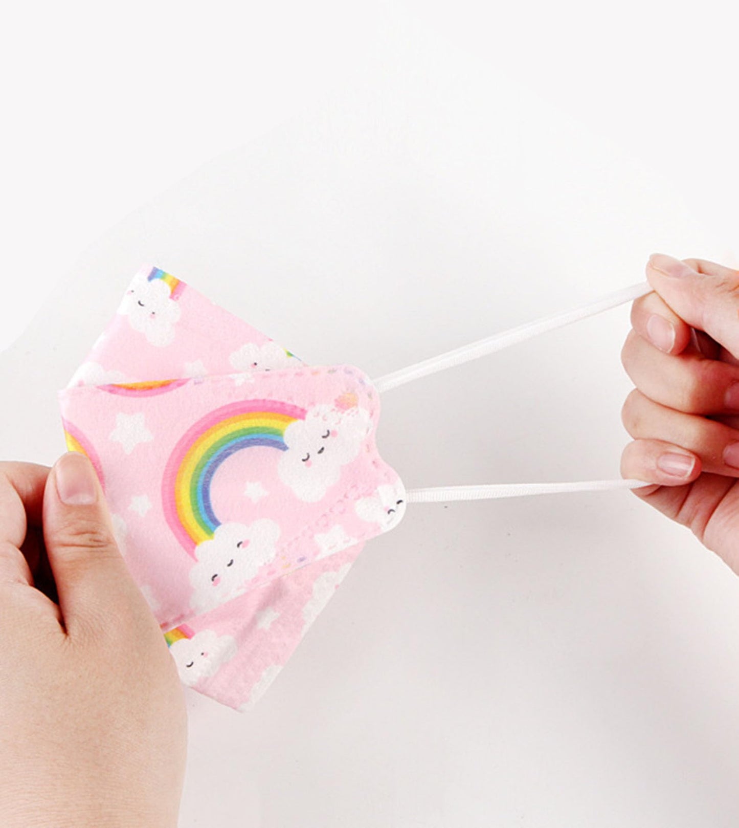 Face Mask for Kids 50 PCS, 4 Layer Disposable Face Masks with Designs for Children, Cute Face Masks, Clouds Print