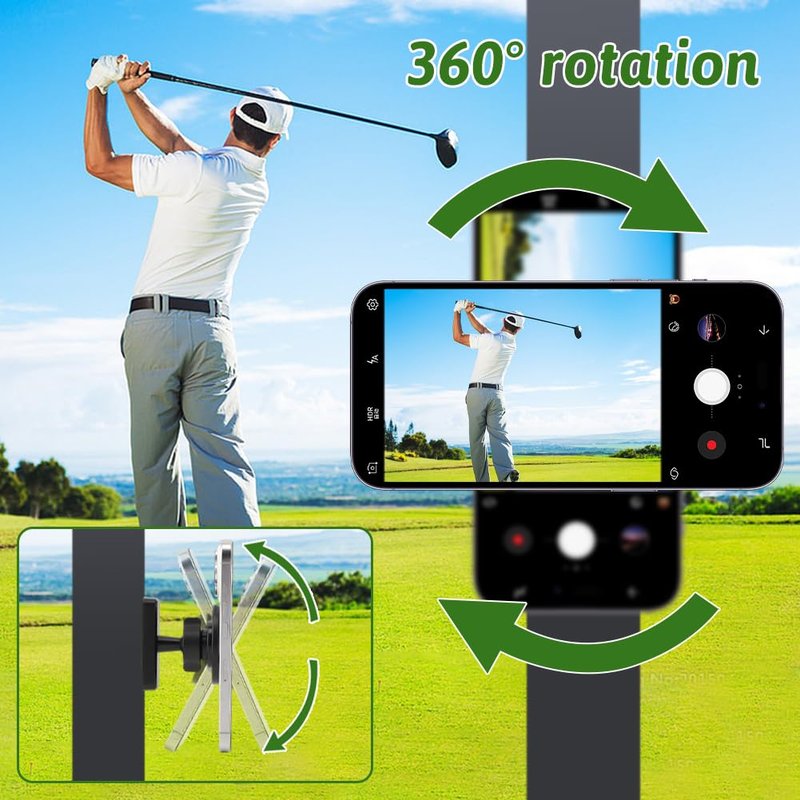 Magnetic Golf Cart Phone Holder, Aluminum Phone Mount with N52 Magnets Golf Cart Accessories, Compatible with MagSafe iPhone 16 15 14 13 12 Series Mini, Magnets for Any Iron Metal Surface