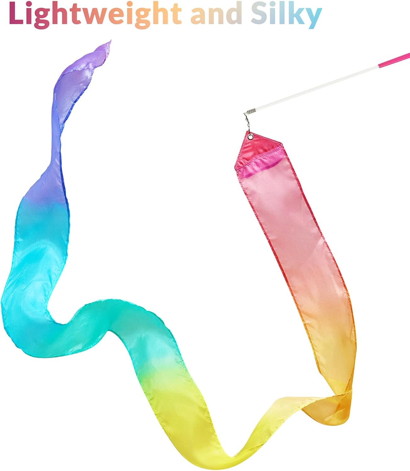 Skiennix 100% Silk Dance Ribbon Twirlers - Colorful Rainbow Play Silks for Kids | Perfect Birthday Gift