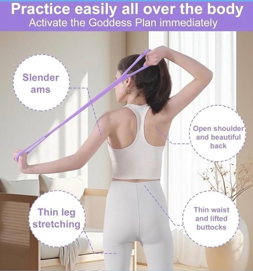 Figure 8 Resistance Band - Versatile Stretch Band for Arms, Legs & Core - Portable Home Fitness Equipment, Purple