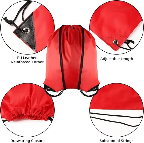 GoodtoU Drawstring Backpack - 20 Pcs Cinch Bags for Gym & Sports | Red Color, Durable Design