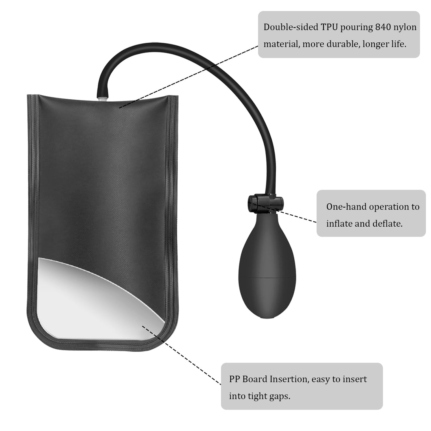 2PCS Air Wedge Bag Max Load 300 Pounds Pressure Heavy Duty Button Master Stainless Steel Emergency Tool