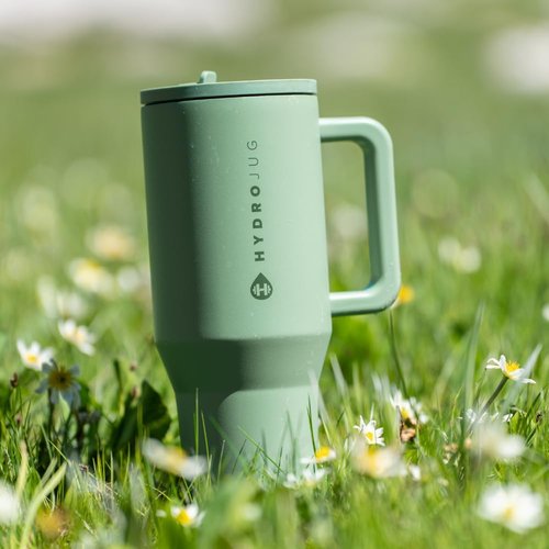 HydroJug Traveler - 32 oz Insulated Water Bottle with Handle & Flip Straw | Leak Resistant, Sage