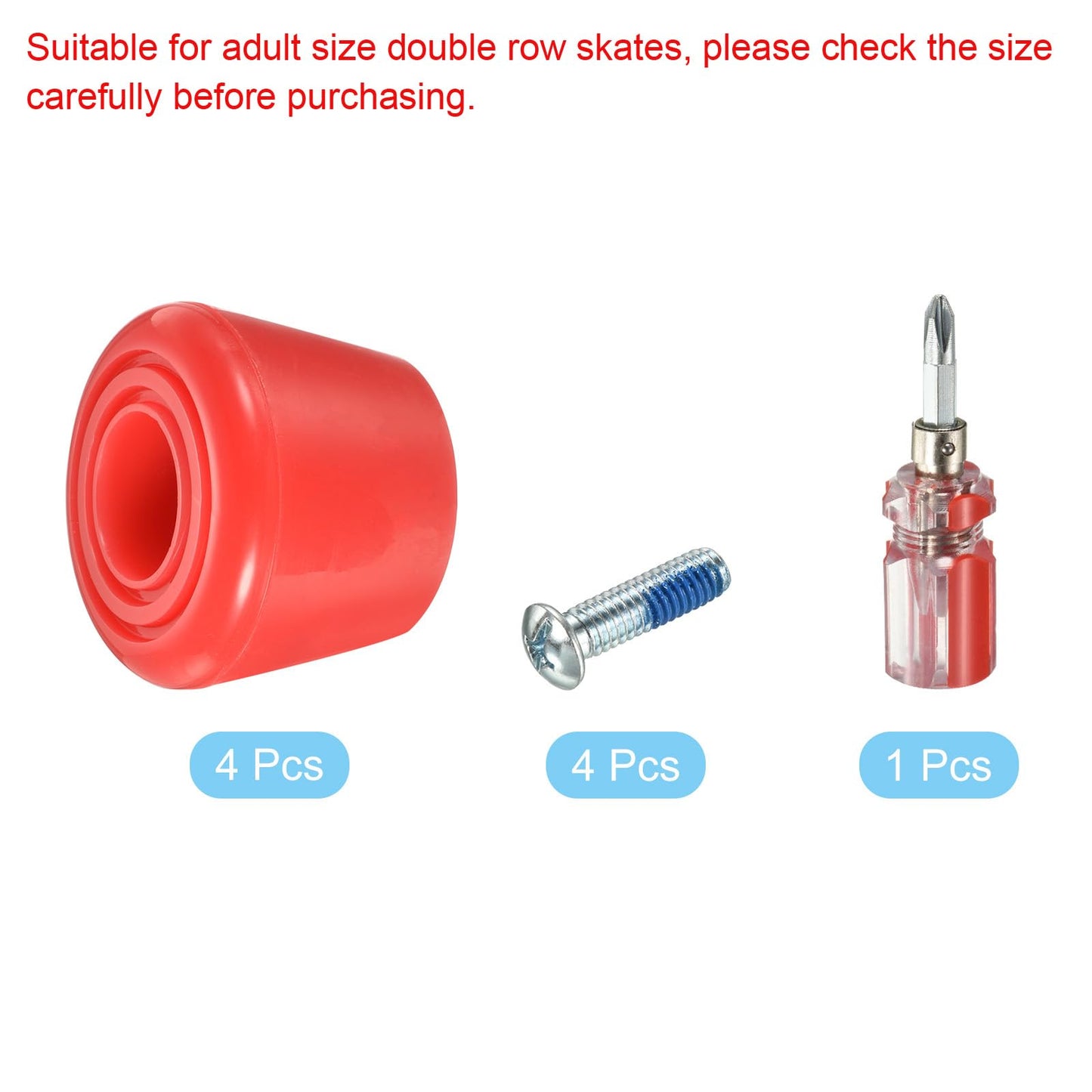 PATIKIL Roller Skate Toe Stops with Screwdriver, 2 Pair 82A Rubber Brake Stoppers Block for Roller Skate Accessories Replacement, Red