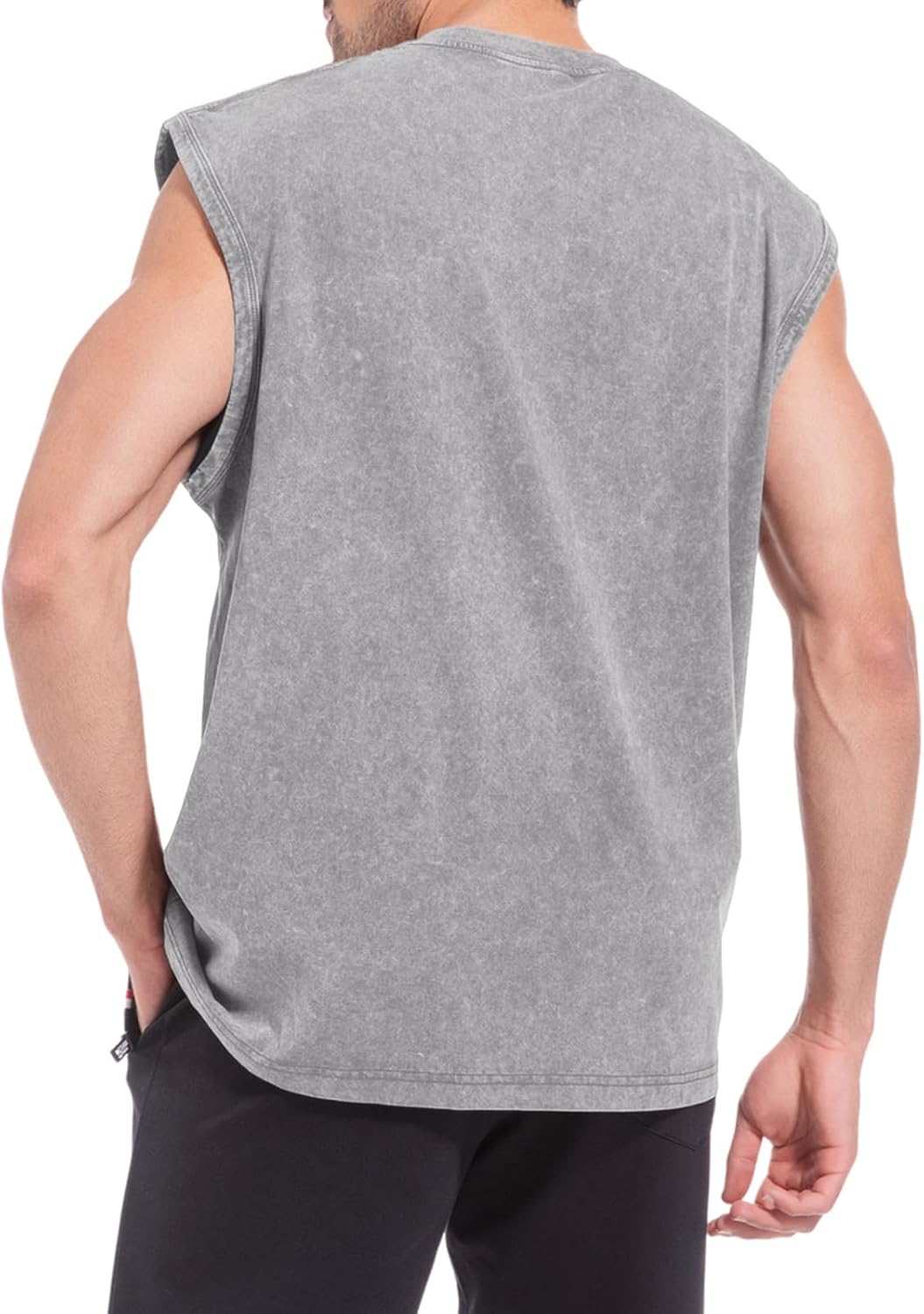 Wrenpies Sleeveless Muscle Cut Off Shirts - Acid Wash Cotton Gym Tank Tops for Men | Loose Fit Tees