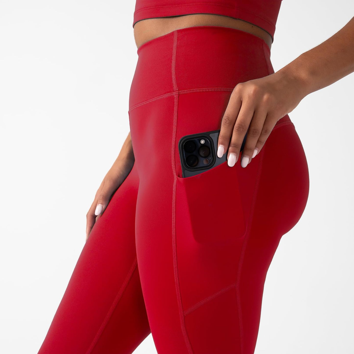 YITTY Active Workout Leggings for Womens – High Waisted Pocket Leggings, Yoga Pants for Workout Athletic, Gym, Heated Red, M, Regular