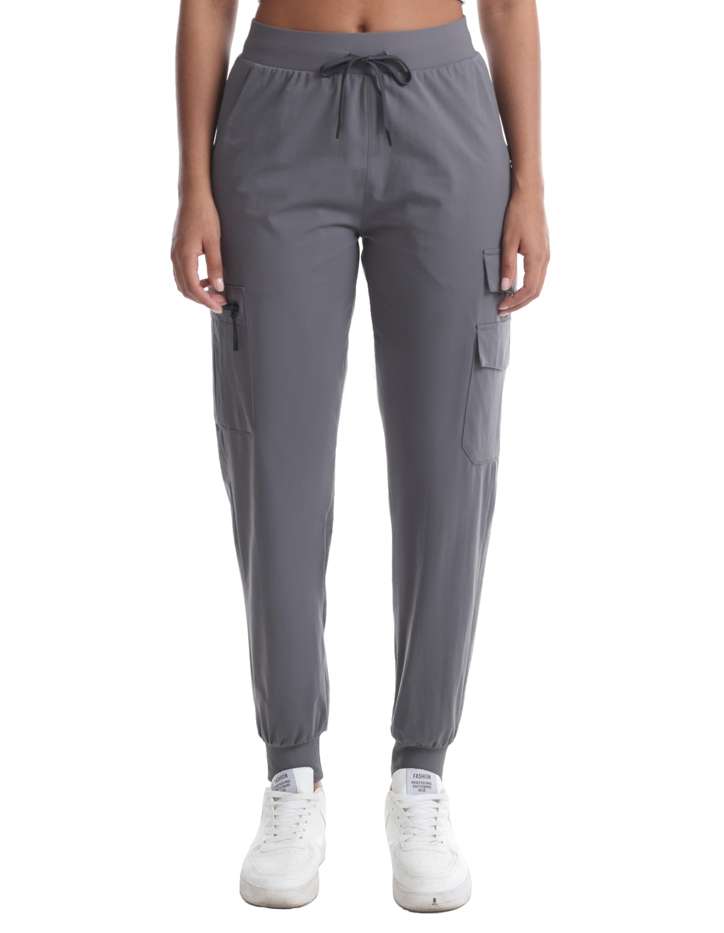 zsenoxaxi Women's Lightweight Hiking Pants - Water Resistant Casual Travel Joggers with Zippered Pockets for Golf Camping(Charcoal Grey,M)