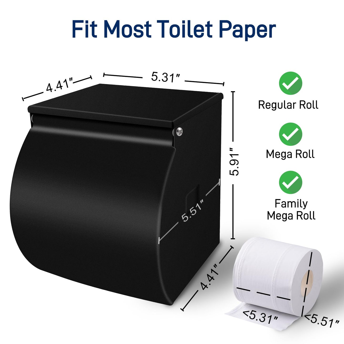 FARVIGOR Toilet Paper Holder Wall Mount, Self Adhesive Toilet Paper Holder with Shelf, Waterproof Stainless Steel Bathroom Toilet Tissue Roll Holder Cat Dog Proof, Black