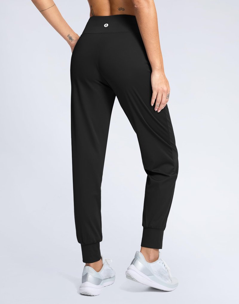 SANTINY Women's Joggers Pants with Pockets Lightweight High Waisted Athletic Gym Workout Pants for Women Yoga Travel (Black_L)