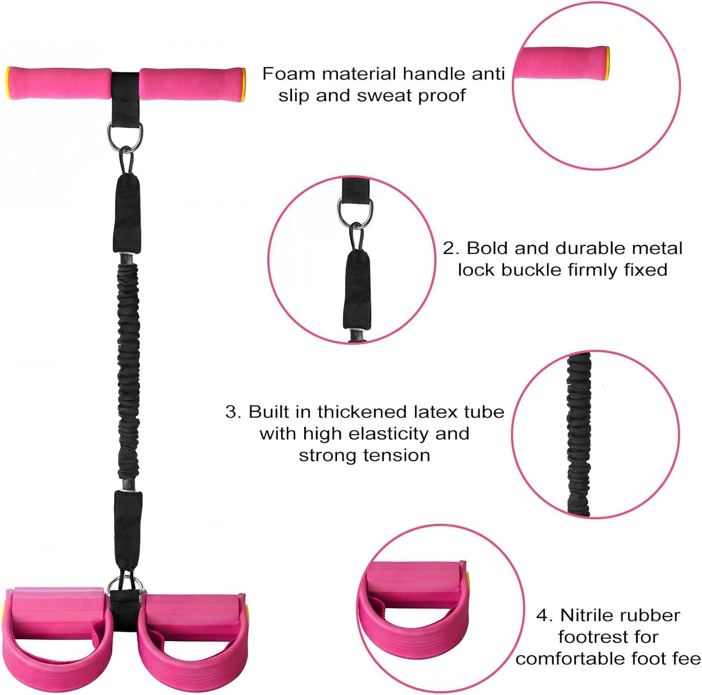 Upgraded Pedal Resistance Band - Durable Exercise Tool with Anti-Slip Footrest for Core & Arms