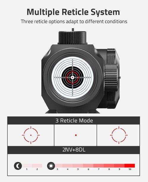 CVLIFE Red Dot Scope - Multi-Reticle 2 MOA Dot & 65 MOA Circle | 50K Hours Battery Life, IPX7 Waterproof