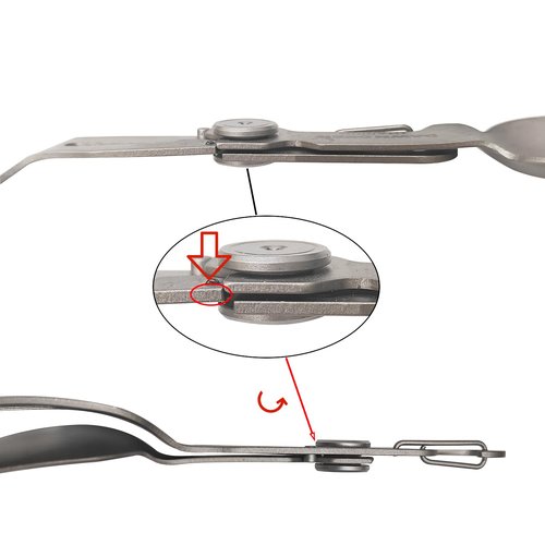 Dawn Deer Titanium Rotating Spork - 2-in-1 Folding Spoon and Fork for Camping, Hiking, Backpacking - Lightweight, Durable Travel Utensil with Compact Design - EDC Survival Gear (1PC)