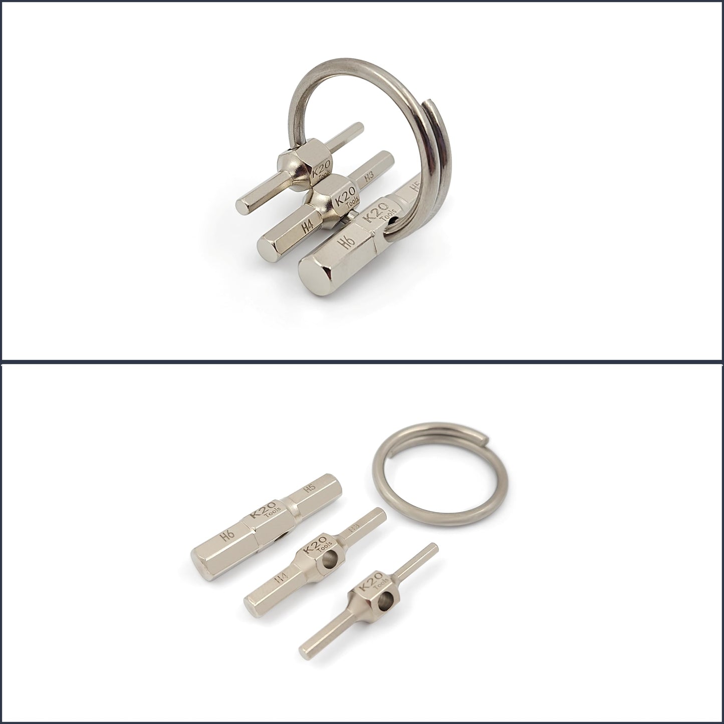 K20 TOOLS - Keychain Hex Key Allen Wrench Multi-Tool Set - Metric 2, 2.5, 3, 4, 5, 6 mm