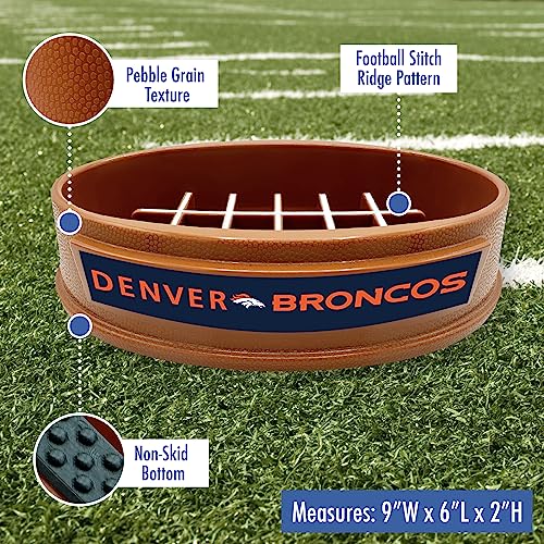 NFL Denver Broncos Slow Feeder Dog & Cat Bowl - Football Design