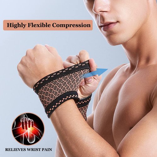 Copper Compression Wrist Brace - Pain Relief Support Sleeve for Tendonitis & Carpal Tunnel | Large Size