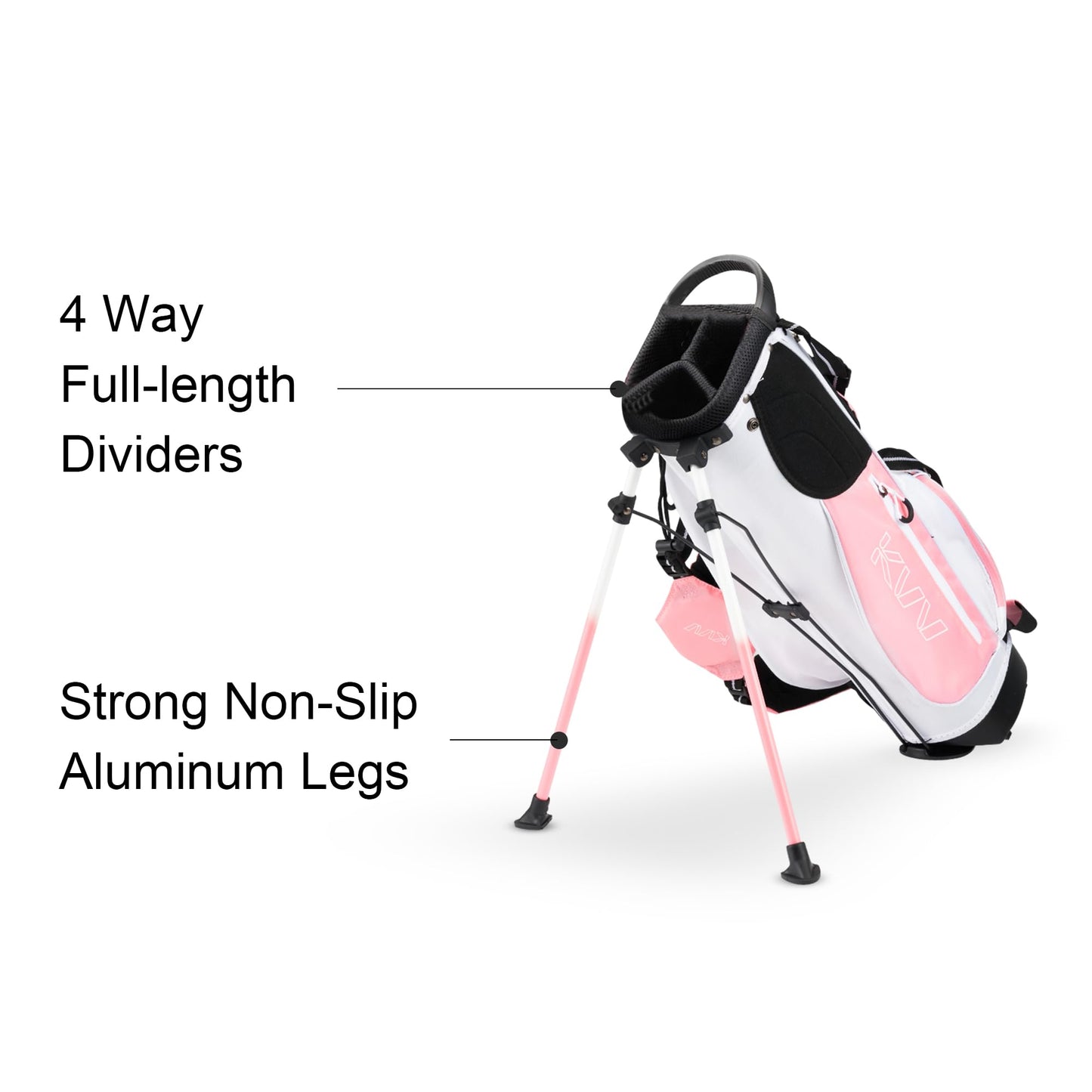 KVV Junior Golf Stand Bag, Lightweight Golf Stand Bag for Children Kids Ages 4-6(Pink)