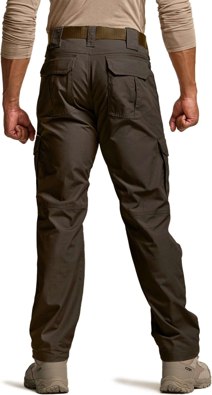 CQR Men's Tactical Pants, Water Resistant Ripstop Cargo Pants, Lightweight EDC Work Hiking Pants, Outdoor Apparel, Duratex Mag Pocket Dark Brown, 36W x 32L
