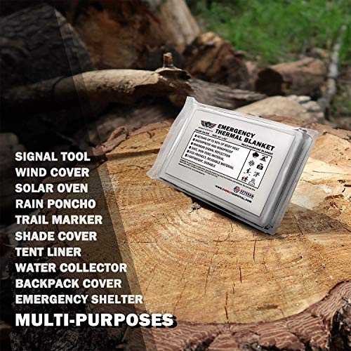 Mylar Emergency Thermal Blankets - 4 Pack Survival Blankets for Camping & First Aid
