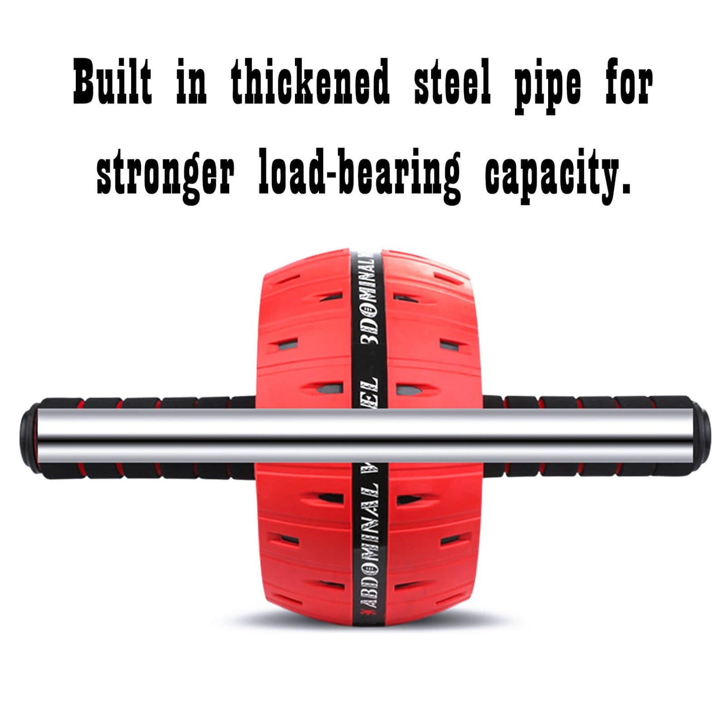 AB Wheel Roller, Exercise Abdominal Wheel Fitness for Gym & Home, Work-out Strength-Training Equipment with Knee Pad, 12"W, Red