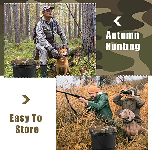 Lewtemi 2 Pack 5 Gallon Bucket Seat Lids - 360° Swivel Padded Green Camouflage
