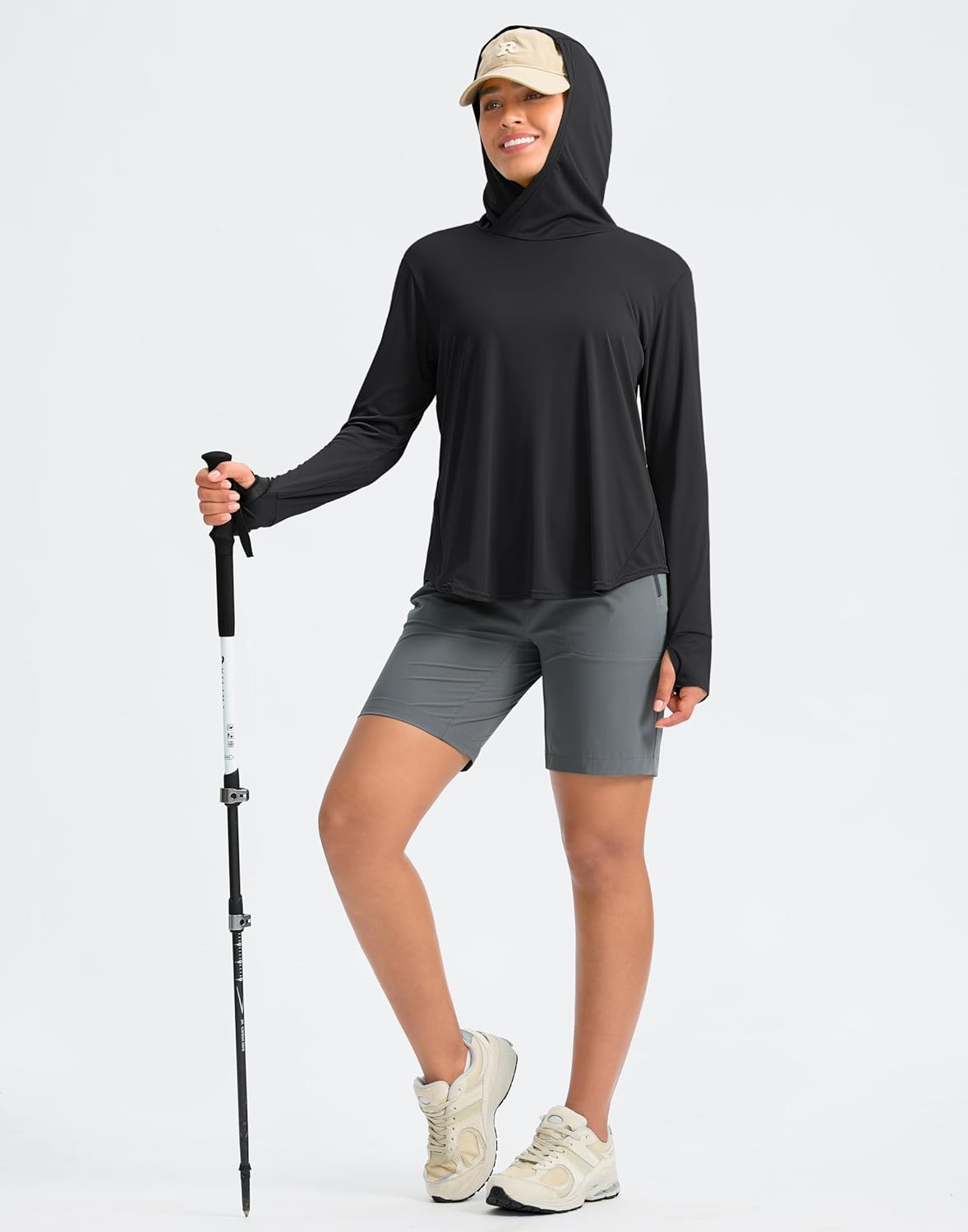 Pudolla Women's Sun Protection Shirt - UPF 50+ Lightweight Long Sleeve Hoodie for Hiking & Fishing