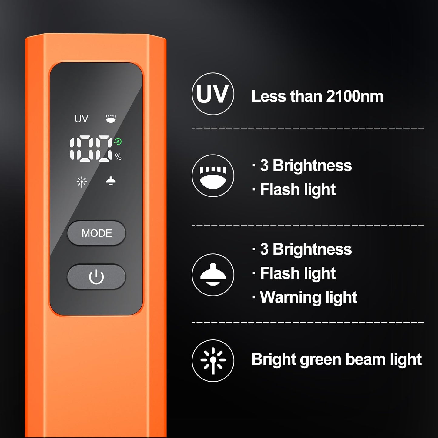 WeteamnoI 5 in 1 PRO EDC Flashlight Flat with Green Beam, UV Light, 800LM White Light LED Combo, LT010 Portable Pocket Flash Lights with Magnet for Outdoors Emergency and Work(Orange)