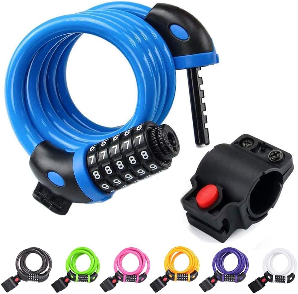NDakter Bicycle Lock - High Security 5-Digit Resettable Combination Cable | 4/5.6 Feet, Heavy Duty Anti-Theft