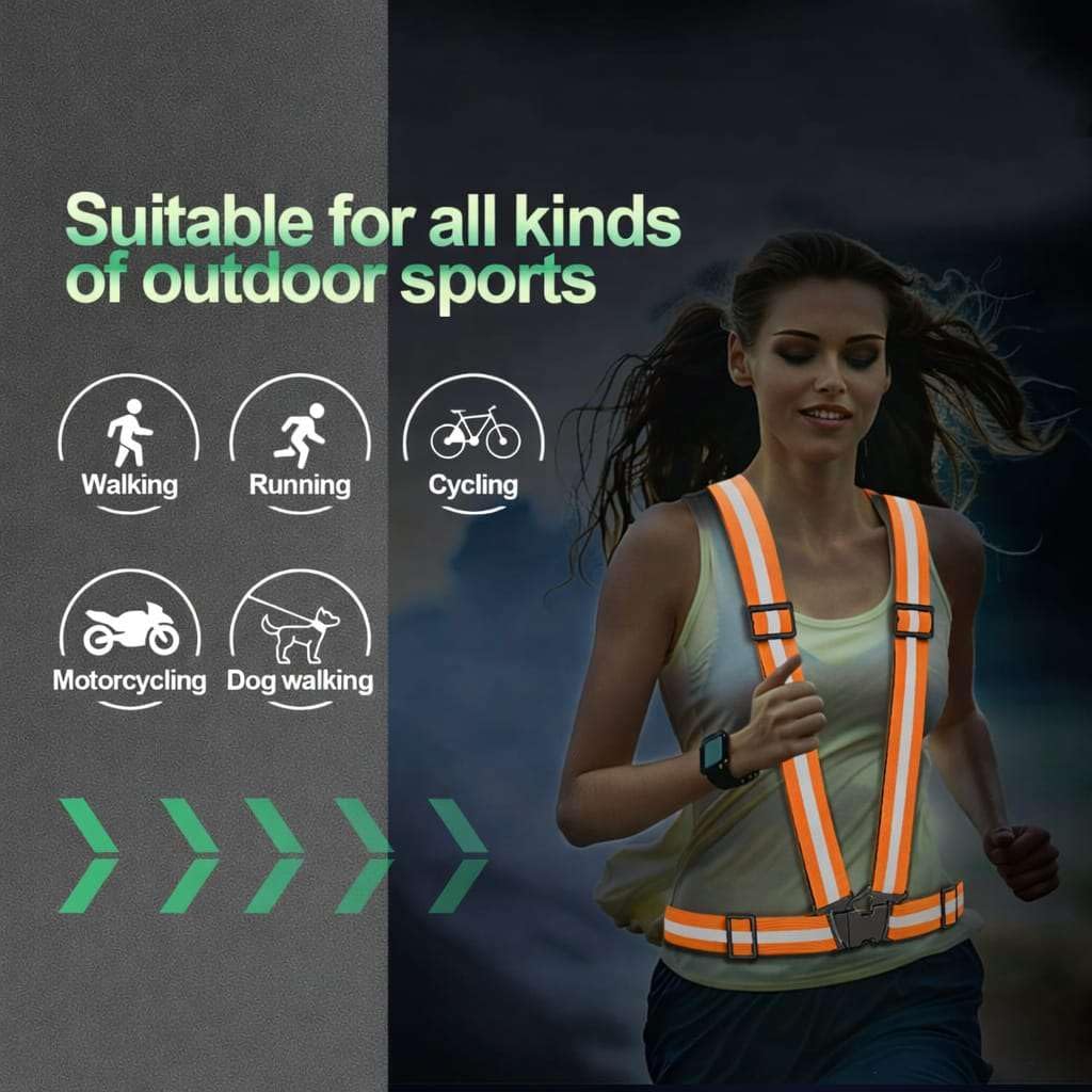 Reflective Vest Running Gear by [Brand Name] - High Visibility Adjustable Safety Vest for Night Jogging, Biking & Walking