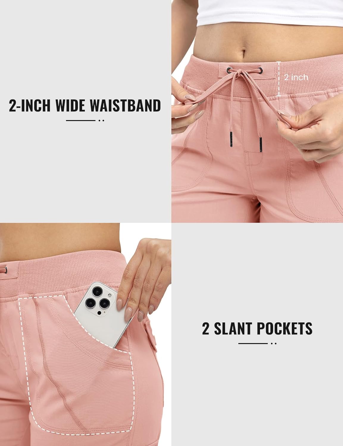 Rdruko Women's Cargo Capris - Lightweight Quick-Dry Hiking Pants with Pockets | Summer Casual Style