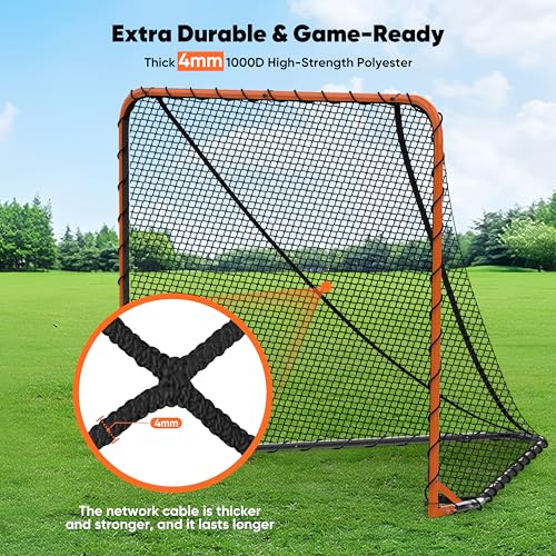 Lacrosse Goal Net Replacement - 6' x 6' x 7' - Black, 4mm