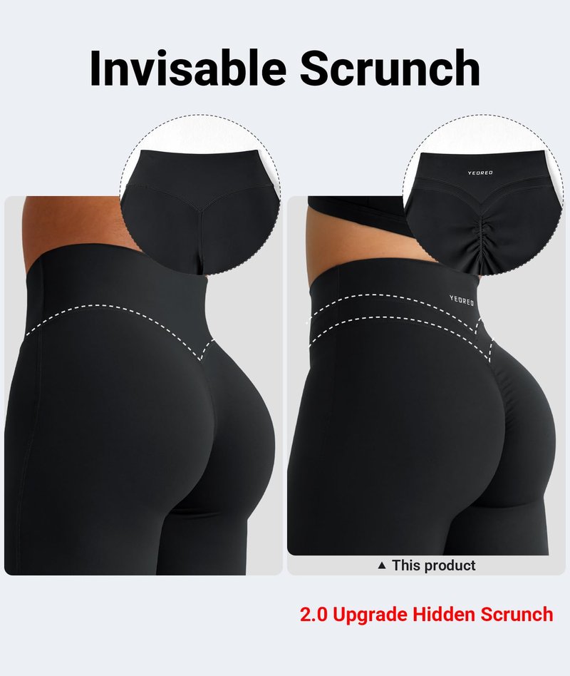 YEOREO Straight Leg Workout Leggings Hidden Scrunch High Waist Gym Pants No Front Seam Wide Leg Yoga Pants Black M