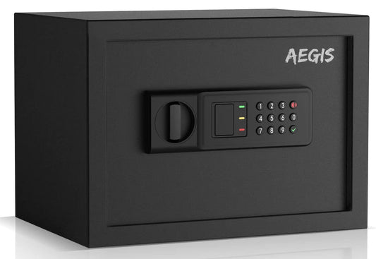AEGIS 0.8Cu.Ft Electronic Safe Box - Digital Keypad Security Safe for Home/Office, Heavy Duty Steel Cash Box with Silent Access & Anti-Theft Alarm, Compact Wall/Floor Mount Design
