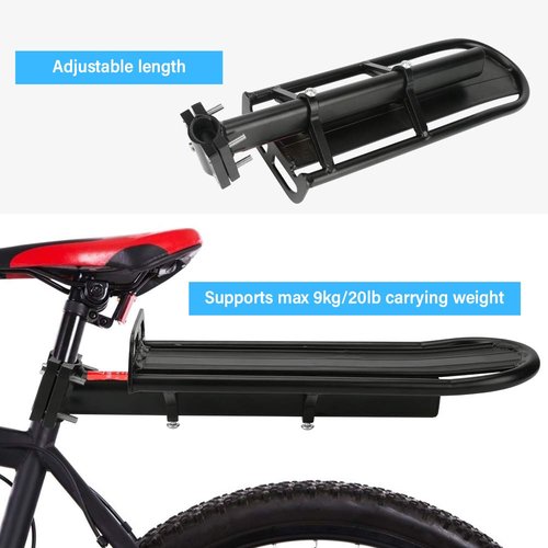Rear Bike Rack, BicycleStore Bicycle Luggage Cargo Touring Seat Post Racks Cycling Accessories Equipment Quick Release Adjustable Aluminum Alloy Mountain Road Bicycles Carrier Mount 20lbs Capacity