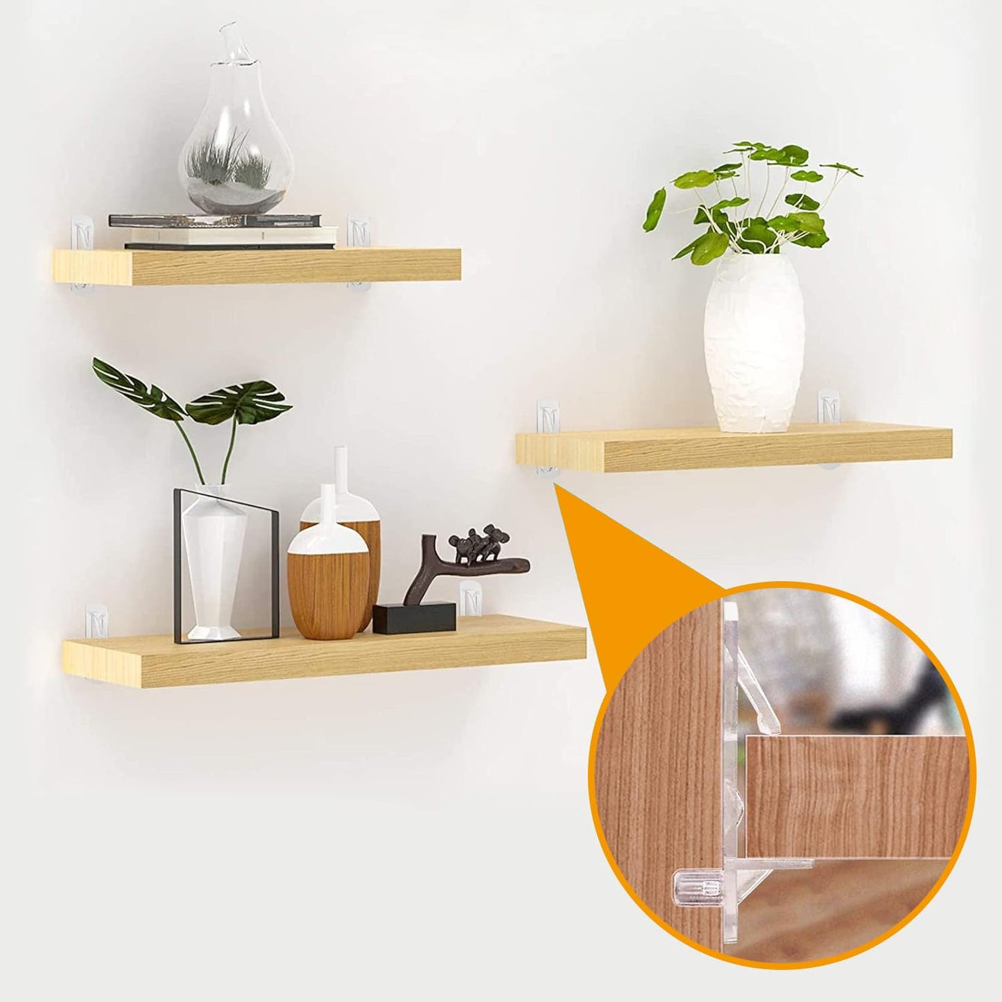 30pcs Plastic Locking Shelf Pins, Self Locking Shelf Support Pegs, Clear Self-Locking Shelf Support Pegs, Self-Locking Bracket Clips for Kitchen Cabinet Furniture Book Shelves