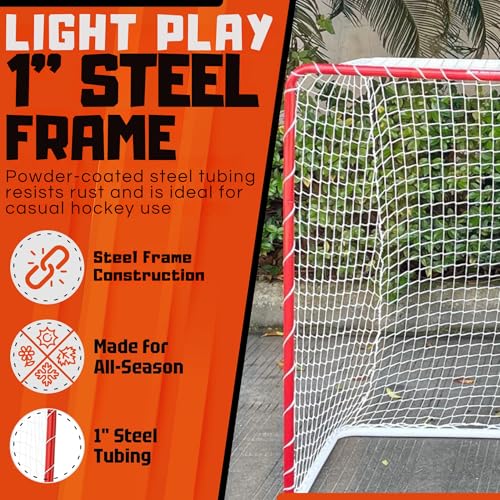 54" x 44" Street Hockey Goal - Lightweight Steel Frame Net