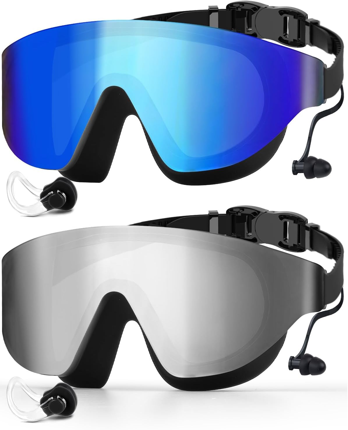 Zoomsnail Swim Goggles - Rimless Wide View Design | Anti-Fog UV Protection | 2 Pack for Adults
