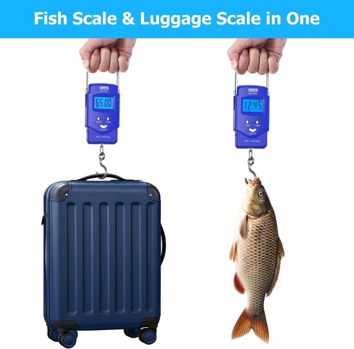 Dr.meter Fishing Scale - 110lb Digital Luggage Scale with Backlit LCD Display & Measuring Tape | Compact & Portable Fishing Gear