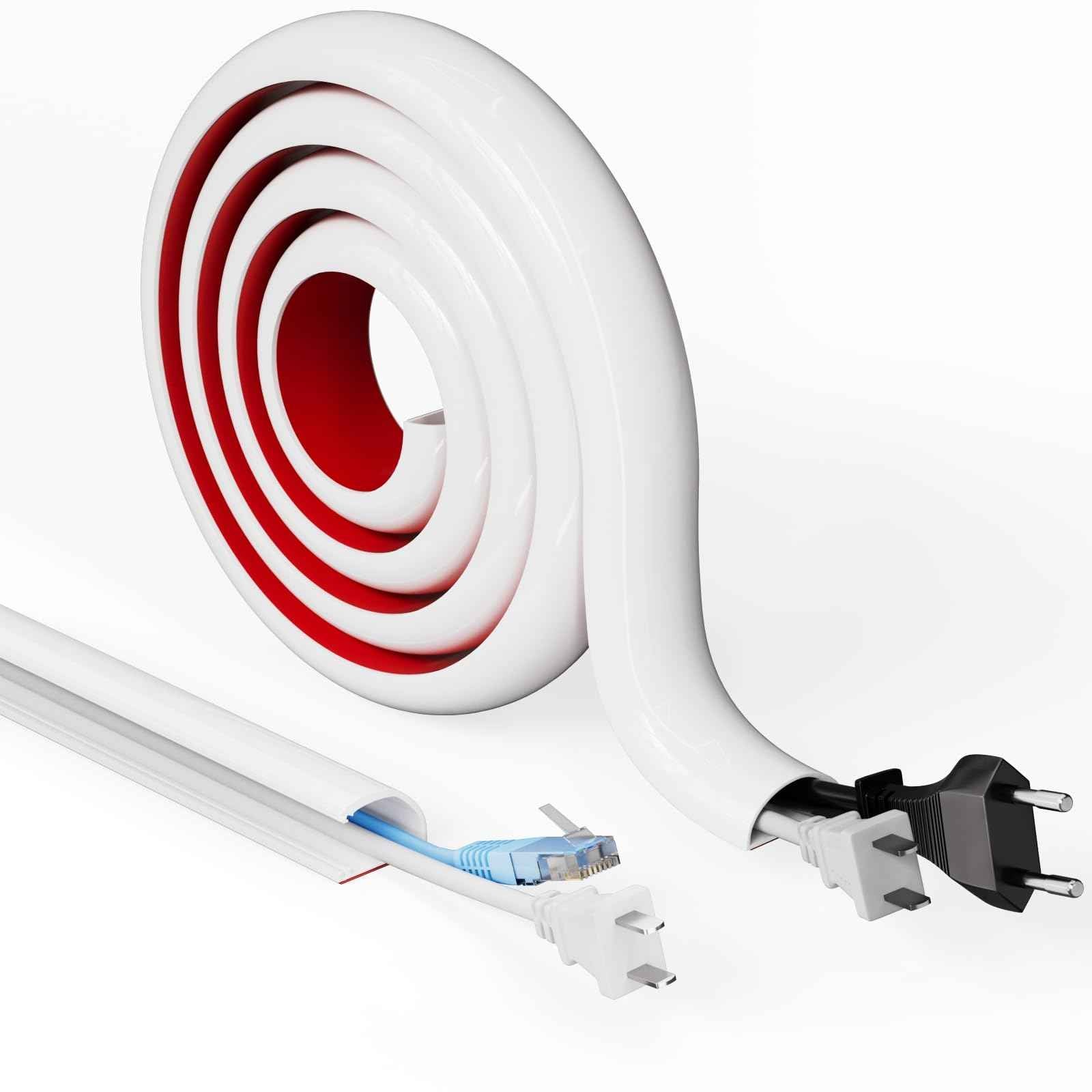 Cord Hider Raceway Kit, 78 inch Wall Cable Hider for 1-2 Cable, Silicone Material Hiding Wall Mount TV Powers Cords in Home Office, W0.75 H0.5in White