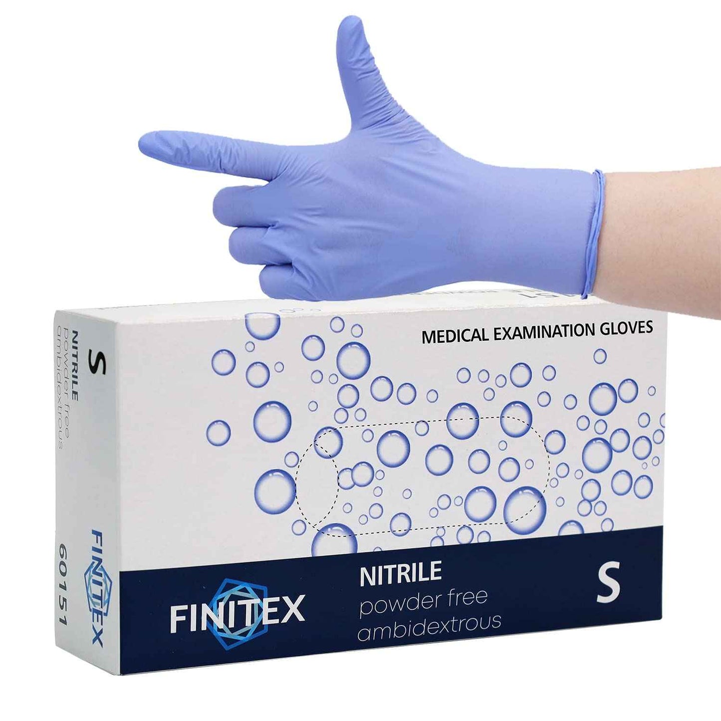 FINITEX Disposable Nitrile Exam Gloves 1000 PCS - 3.2mil Ice Blue Powder-free Latex-Free Examination Home Cleaning Food Gloves (M)