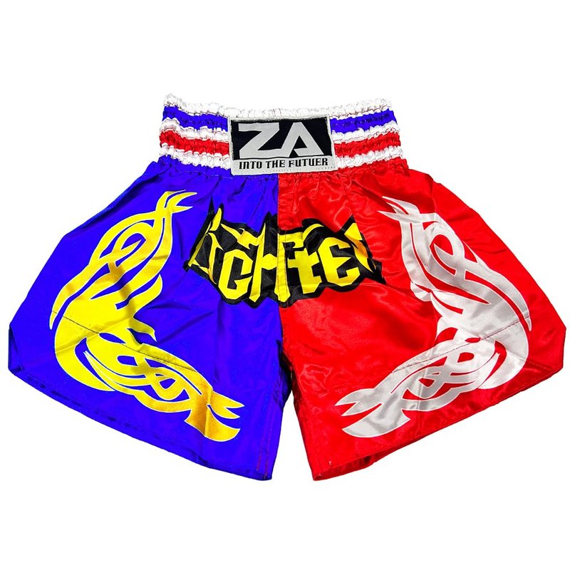 TAIKMD Muay Thai Shorts for Children Traditional MMA Gym Kickboxing Boxing Training Active Shorts (US, Alpha, XX-Small, Regular, Red&Blue)