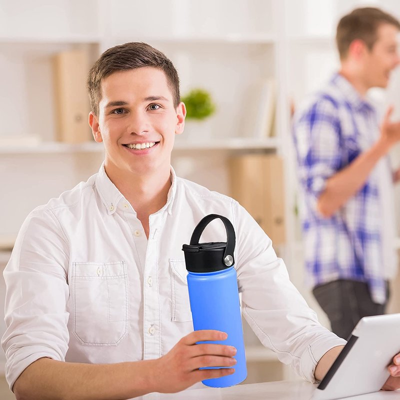 2-Pack Flip Lid Compatible with Hydro Flask Wide Mouth 12 oz, 16 oz 20 oz, 32 oz, 40 oz Water Bottles | Leakproof Replacement Cap with Flex Strap Handle for Coffee Mug & Water Bottle