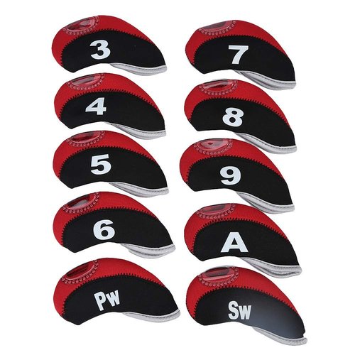 Iron Covers, Iron Covers, Iron Set Covers, Neoprene Iron Protective Headcover Set, Cover, 10pcs/Set(Black&Red)